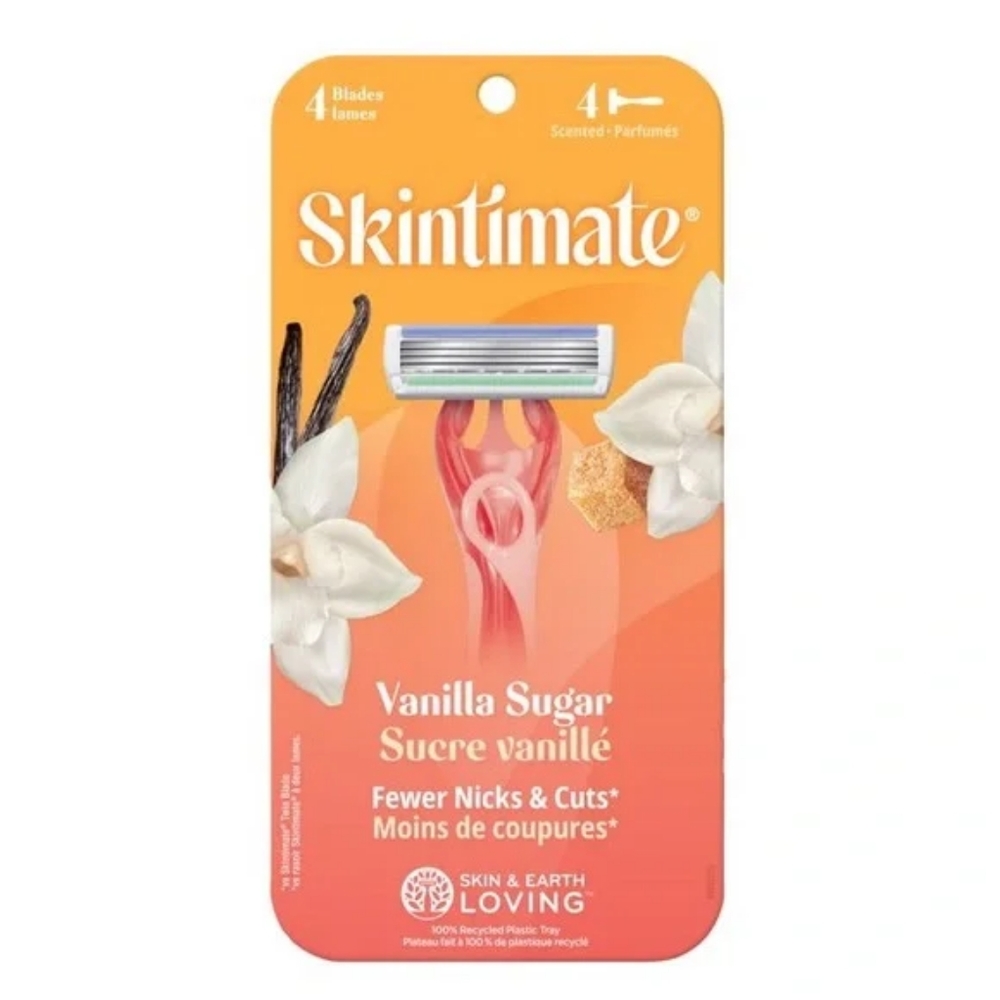 Skintimate Vanilla Sugar Exfoliating 4-Blade Disposable Razors - 4 ct